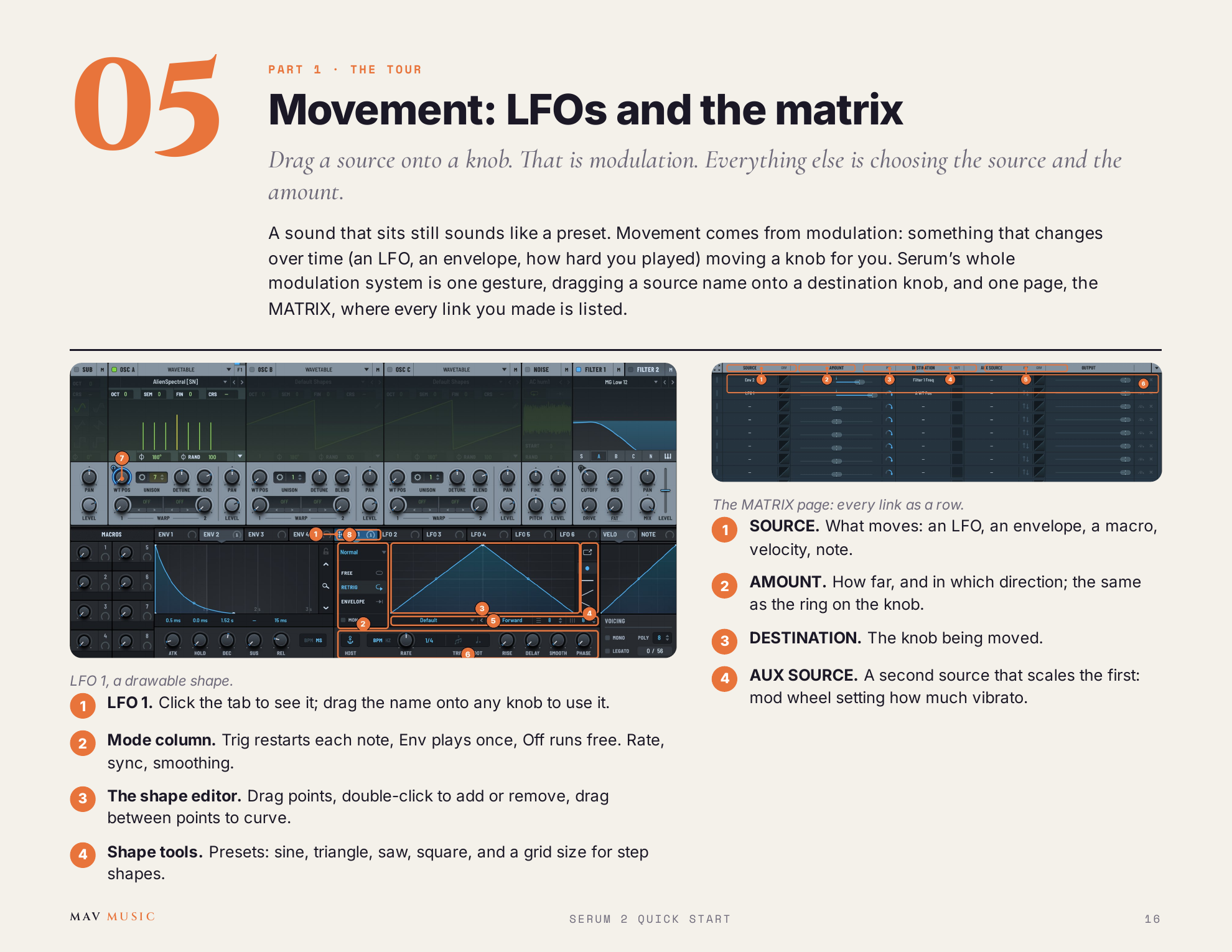 Serum 2 Quick Start — LFO and matrix screenshots